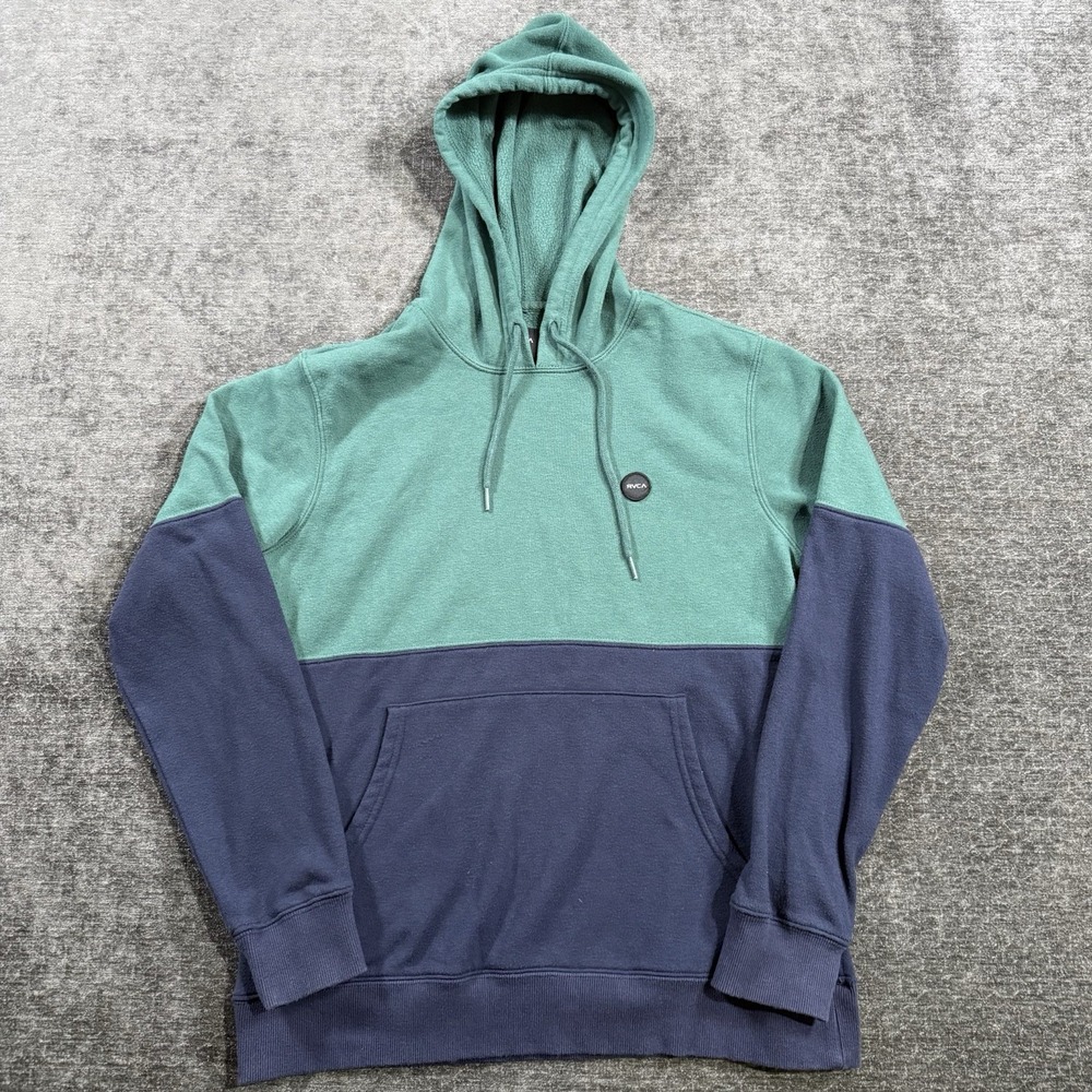 RVCA Carlisle Hoodie Men's Size Small Color Block Green / Blue Lightweight
